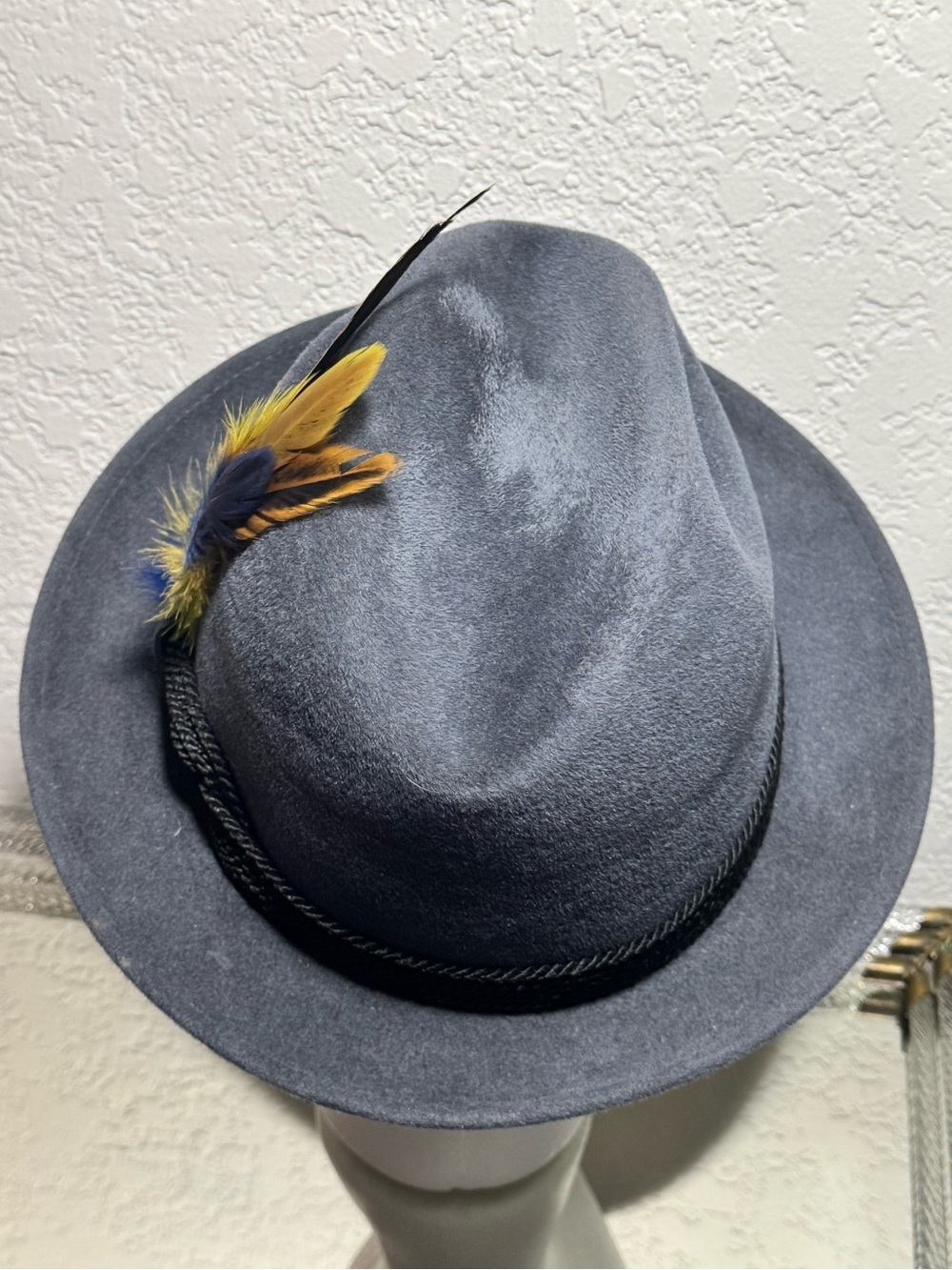 Vintage Flechet Genuine Velour Chapeau Fedora Hat - Picture 5 of 9